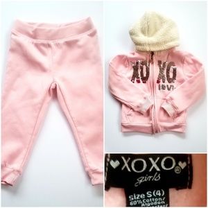 Girls XOXO Pink Plush Sweatsuit Set
